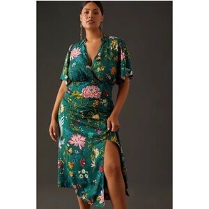 Floral Green Wrap Dress